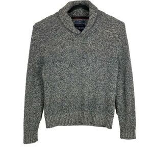 AmericanEagleOutfitters XS Sweater AthleticFitShawlCollarBlackWhiteWool BlendMen